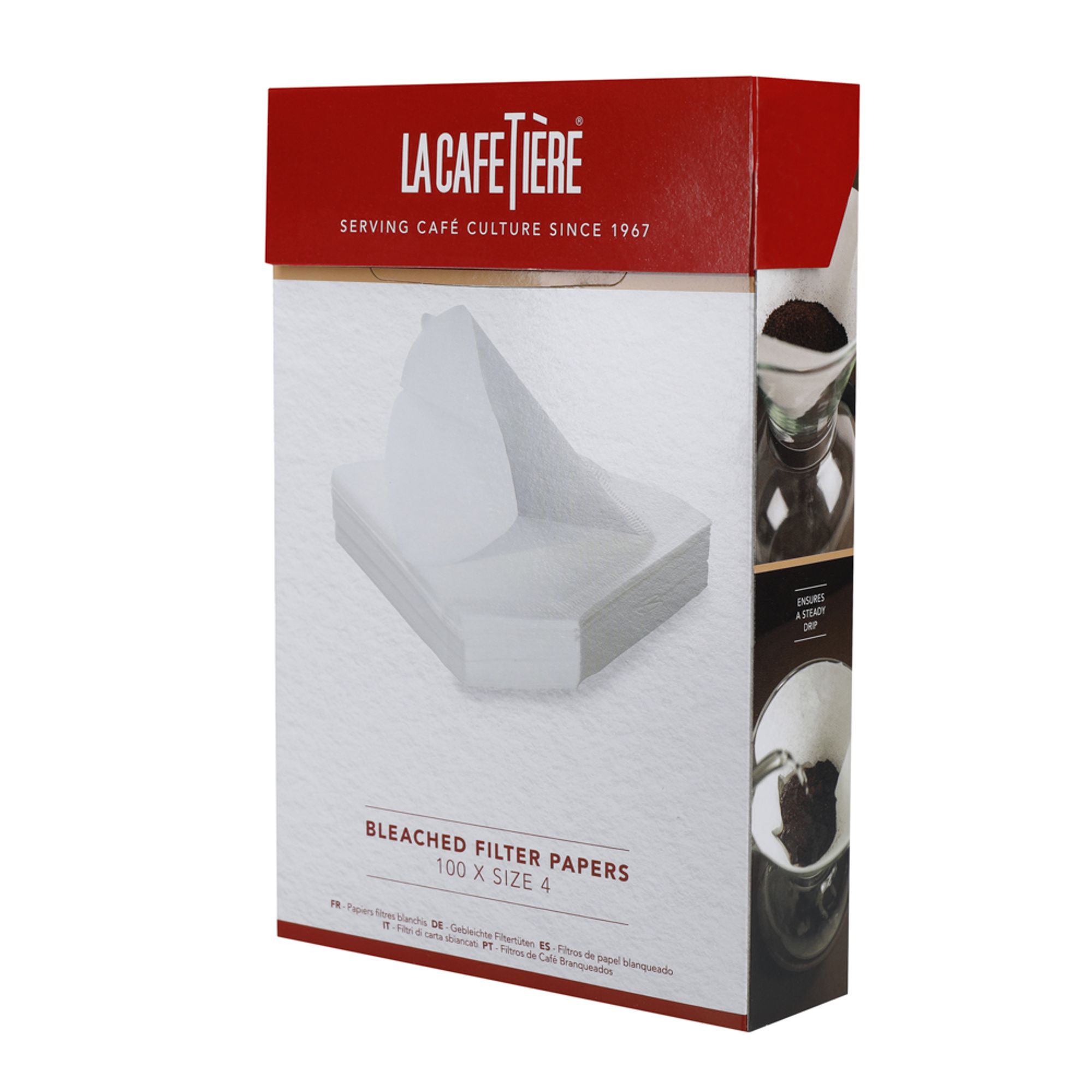 La Cafetière Bleached Coffee Filter Papers Size 4, 100 pieces